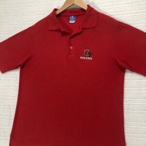 Champion Ohio State Polo‎ Shirt Embroidered Logo Short Sleeve Red Large